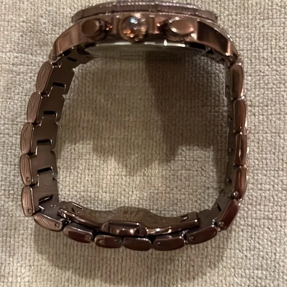 NWOT Judith Ripka Stainless Steel Chocolate Brown Chronograph Watch New Battery - Picture 4 of 10